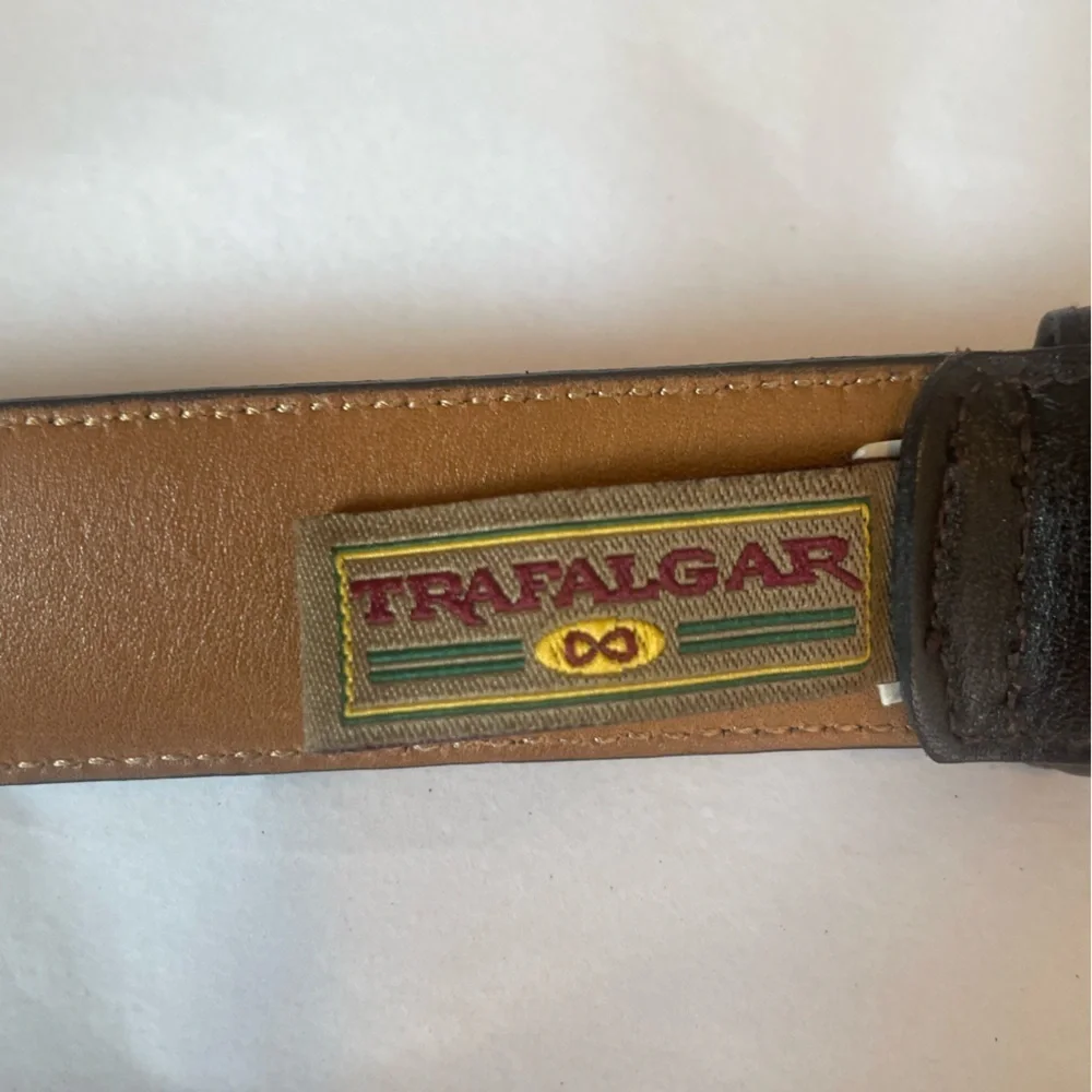 Trafalgar Men’s Belt Sz 42 BROWN Hand Made USA Soft Glove Leather Brass Buckle